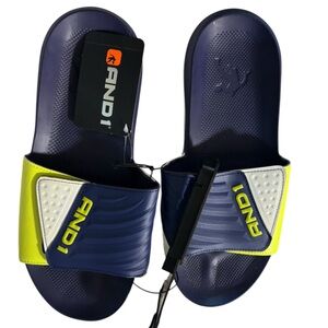 🌟AND1 Blue and Yellow Slide Sandals